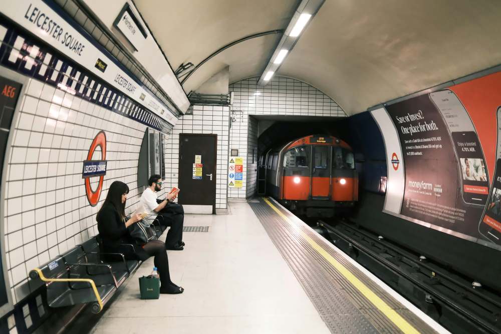 Commuters at Leicester Square Underground Station